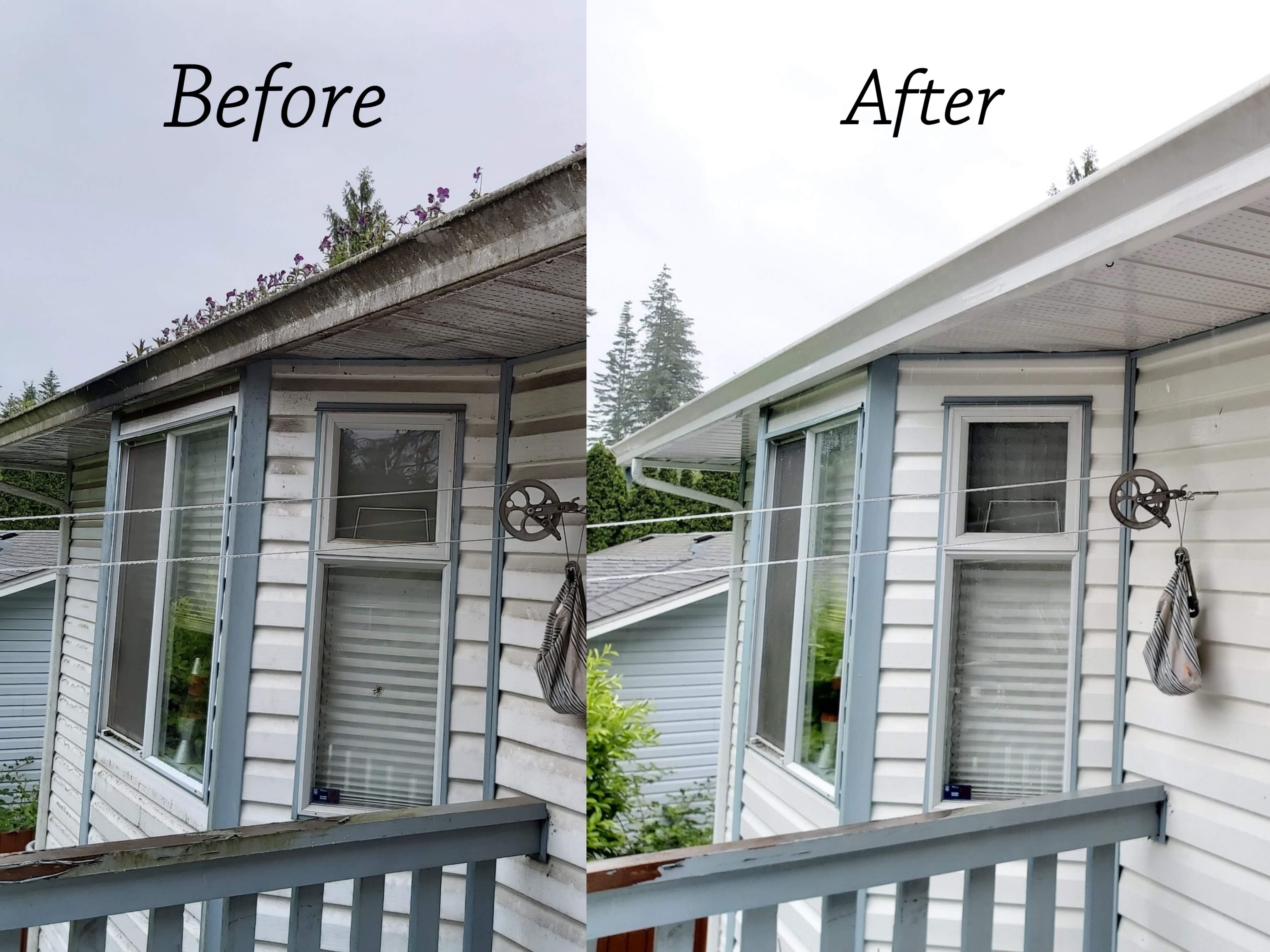 Before and after a Shine City house wash